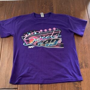 Youth Medium Brad Sweet Tee with Neon Racing Design
